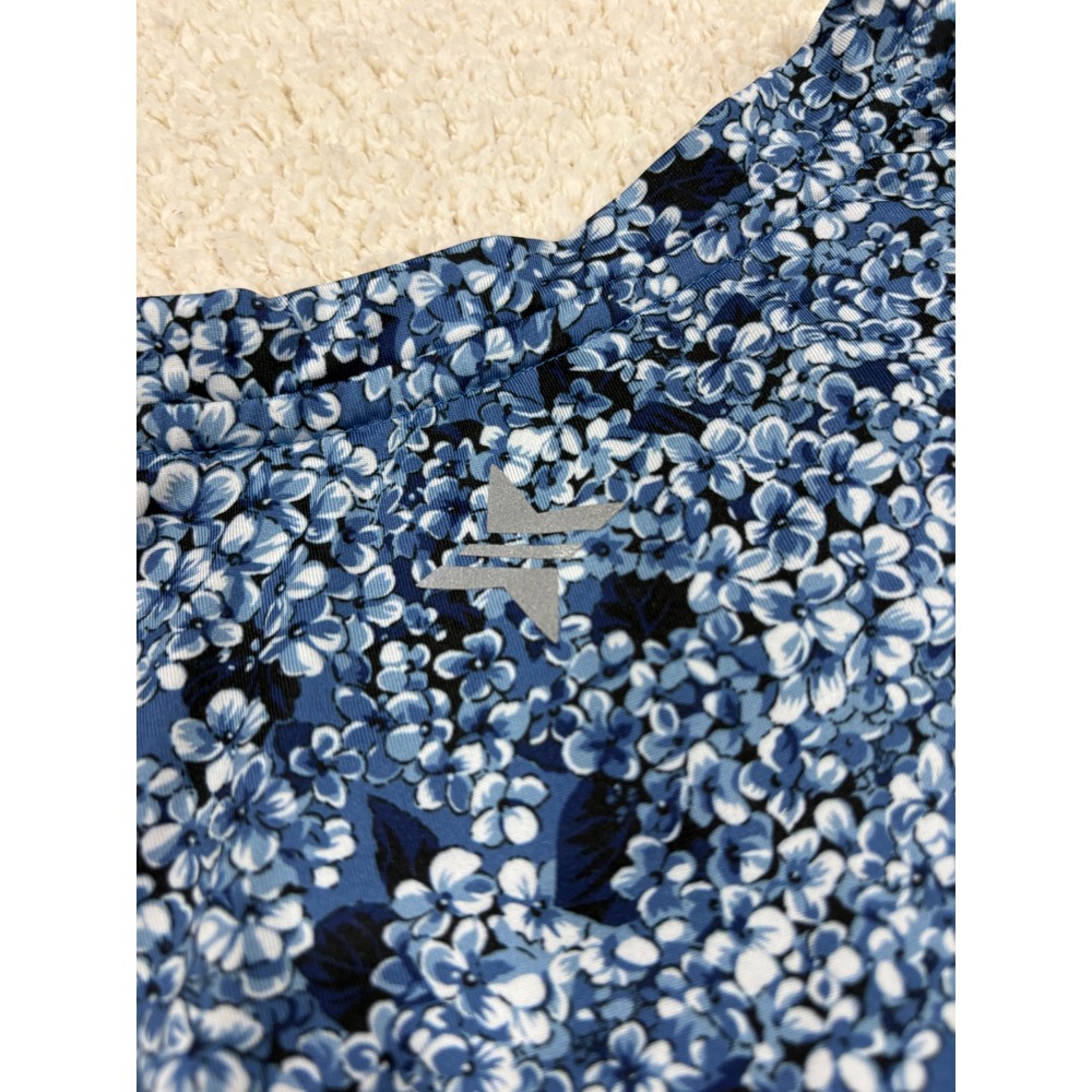 Tuckernuck Tnuck Sport Short Sleeve Performance Tee Shirt Floral Print Blue Med - Picture 4 of 5